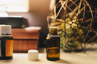 opened amber glass vial bottle
