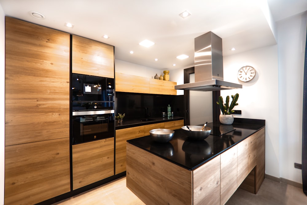 brown wooden kitchen cabinet