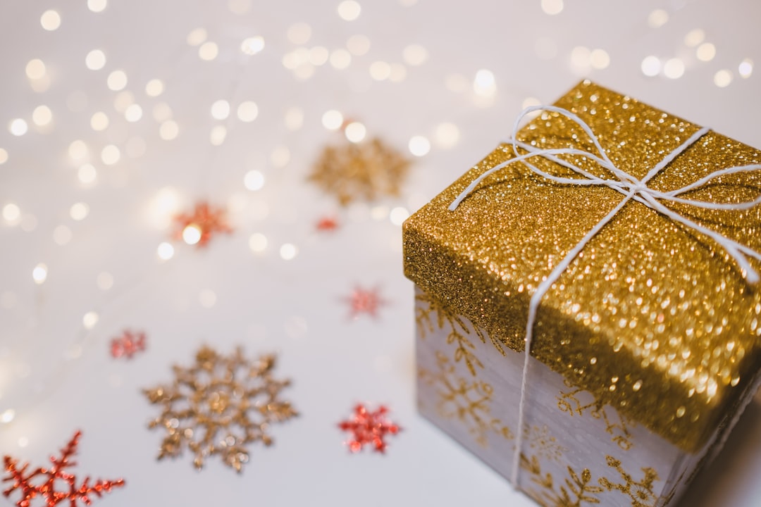 square brown and white gift box,