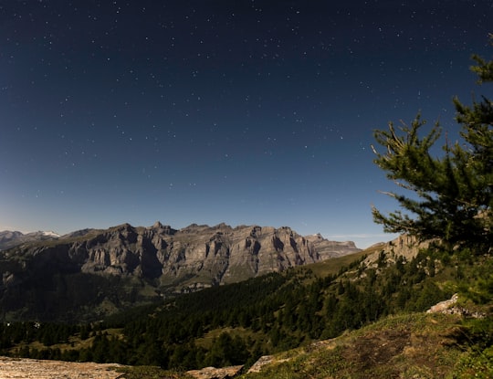 landscape photo of green lash mountain in Leukerbad Switzerland