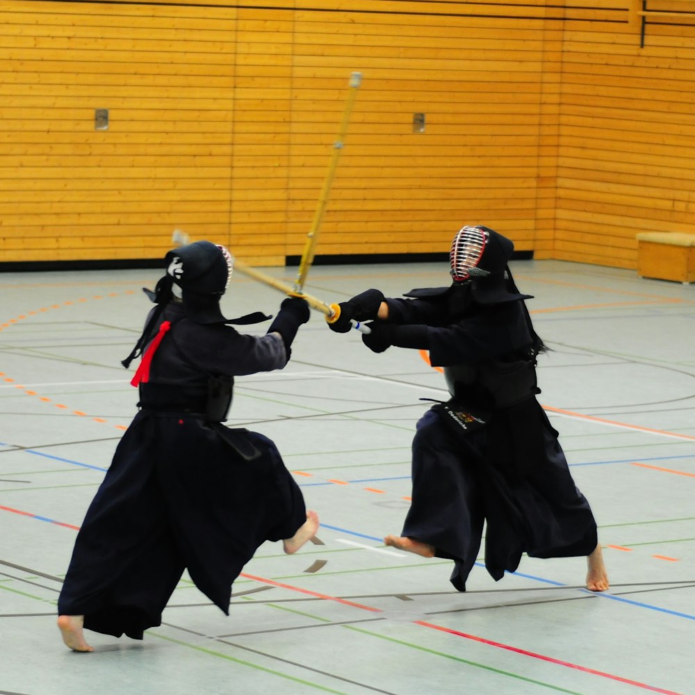 two person playing Japanese sword game