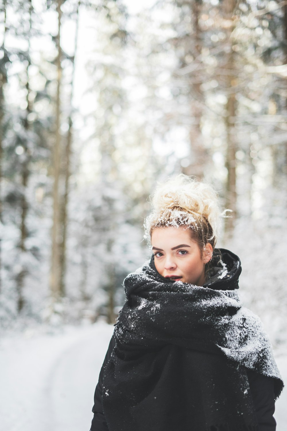 Premium Photo  Portrait of woman in winter clothes on the nature