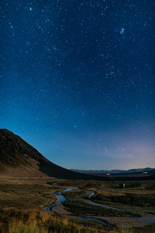 starry sky above mountain in Glencoe United Kingdom