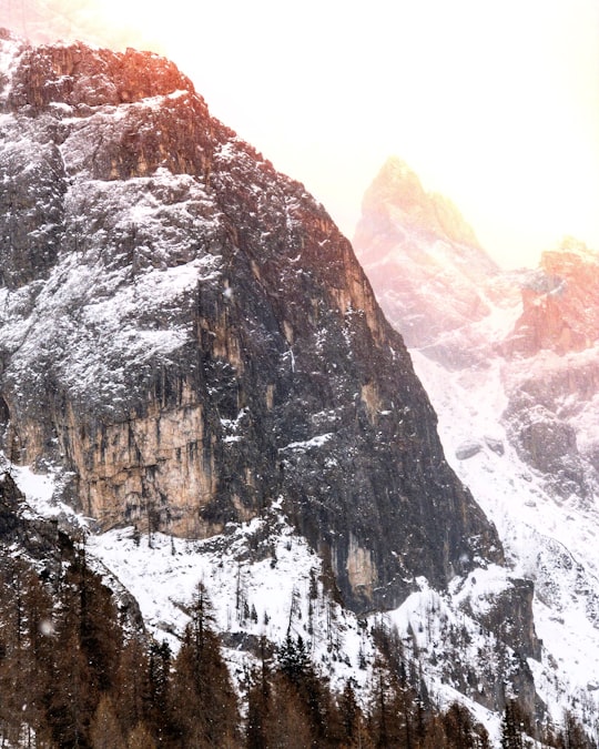 mountains coated with snow in San Martino di Castrozza Italy