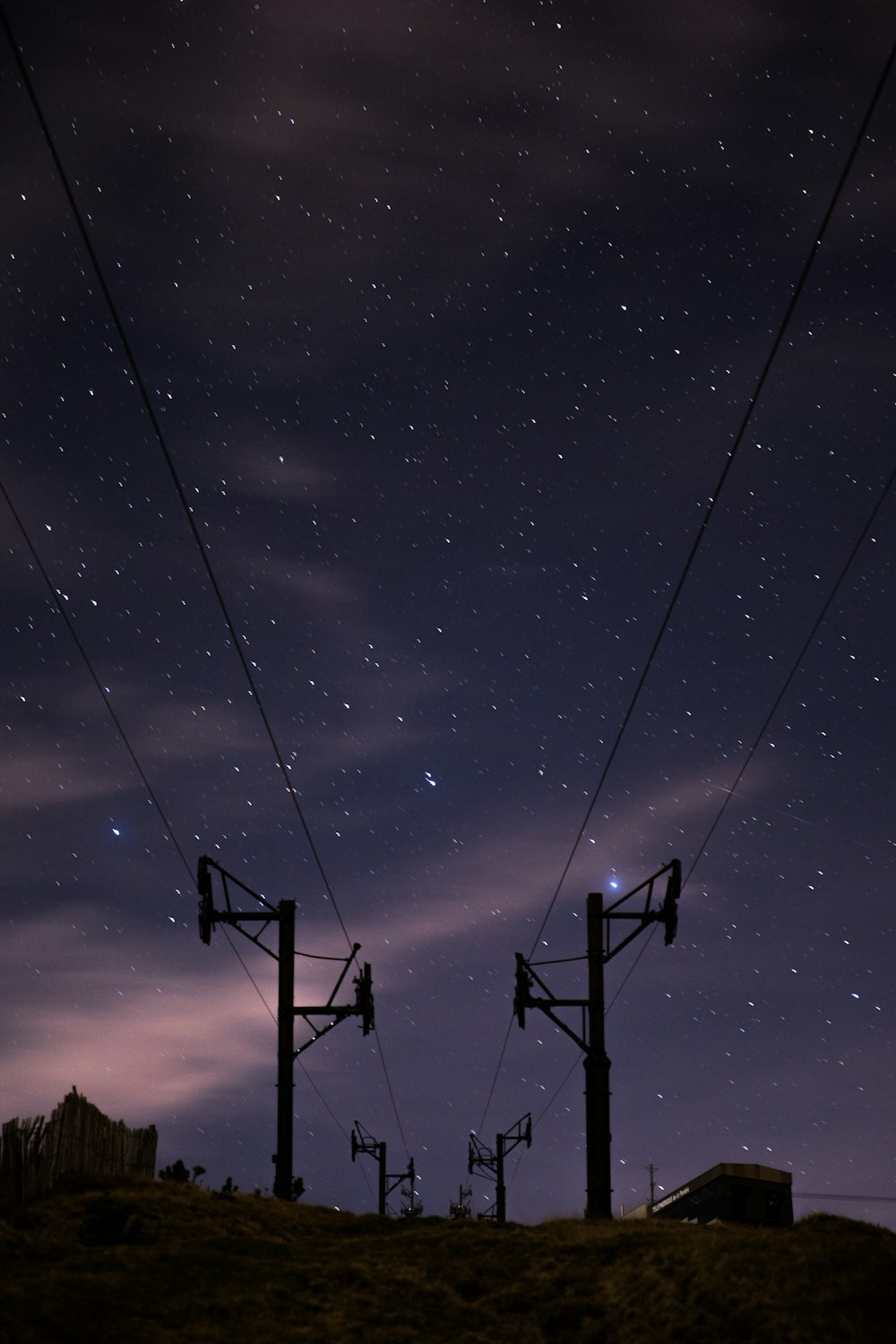 architectural photography of power lines