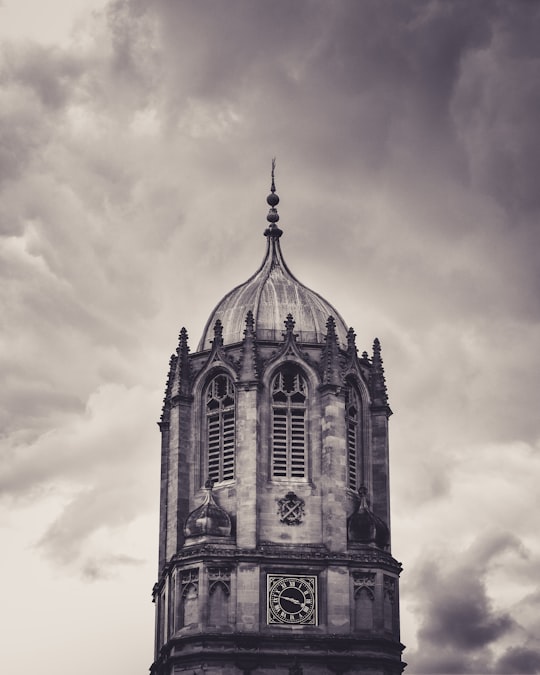grayscale photography of dome building in Tom Tower United Kingdom