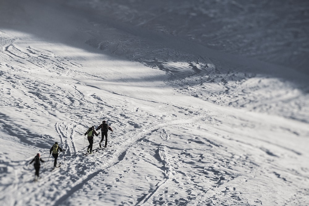 people walking on snow covered ground during daytime