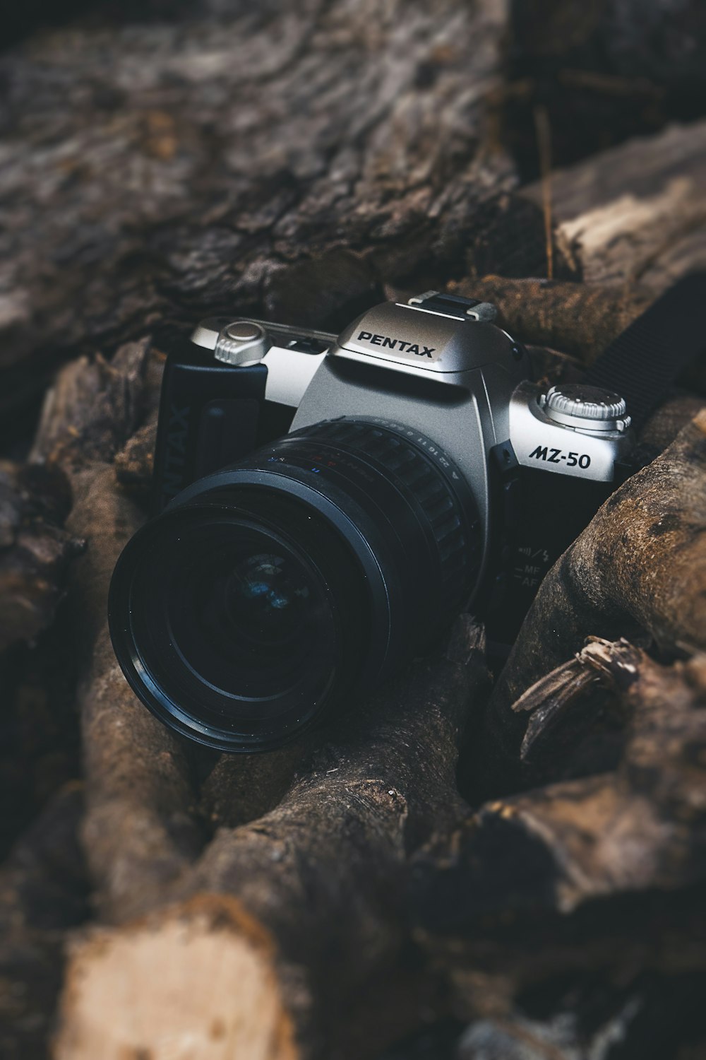 black and gray Pentax MZ-50 camera