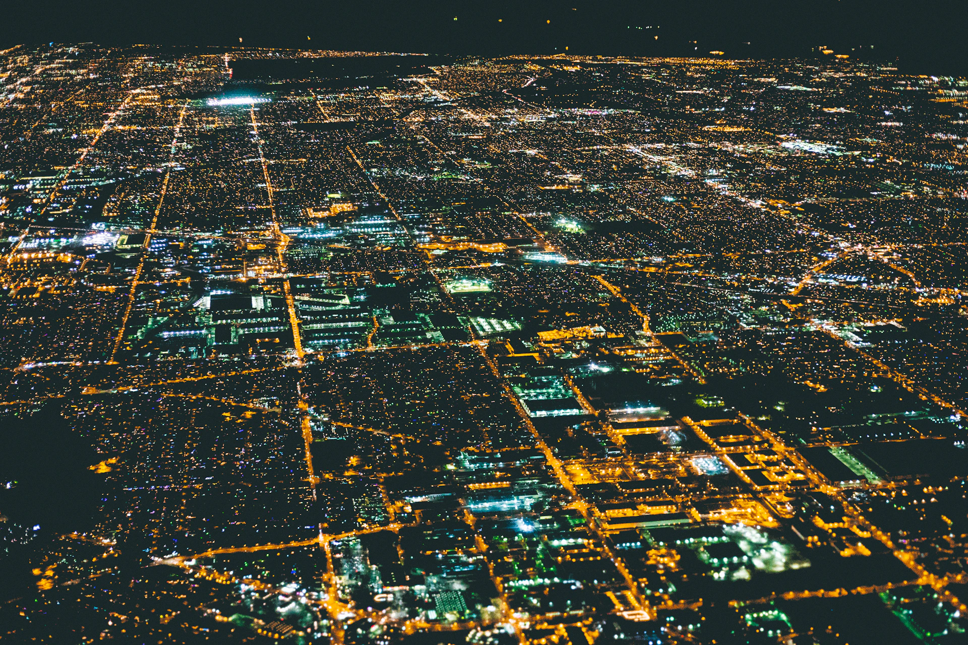 aerial view of city during nighttime