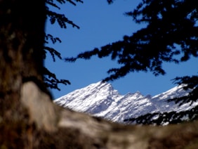 photo of snow covered mountain under clear blue sky