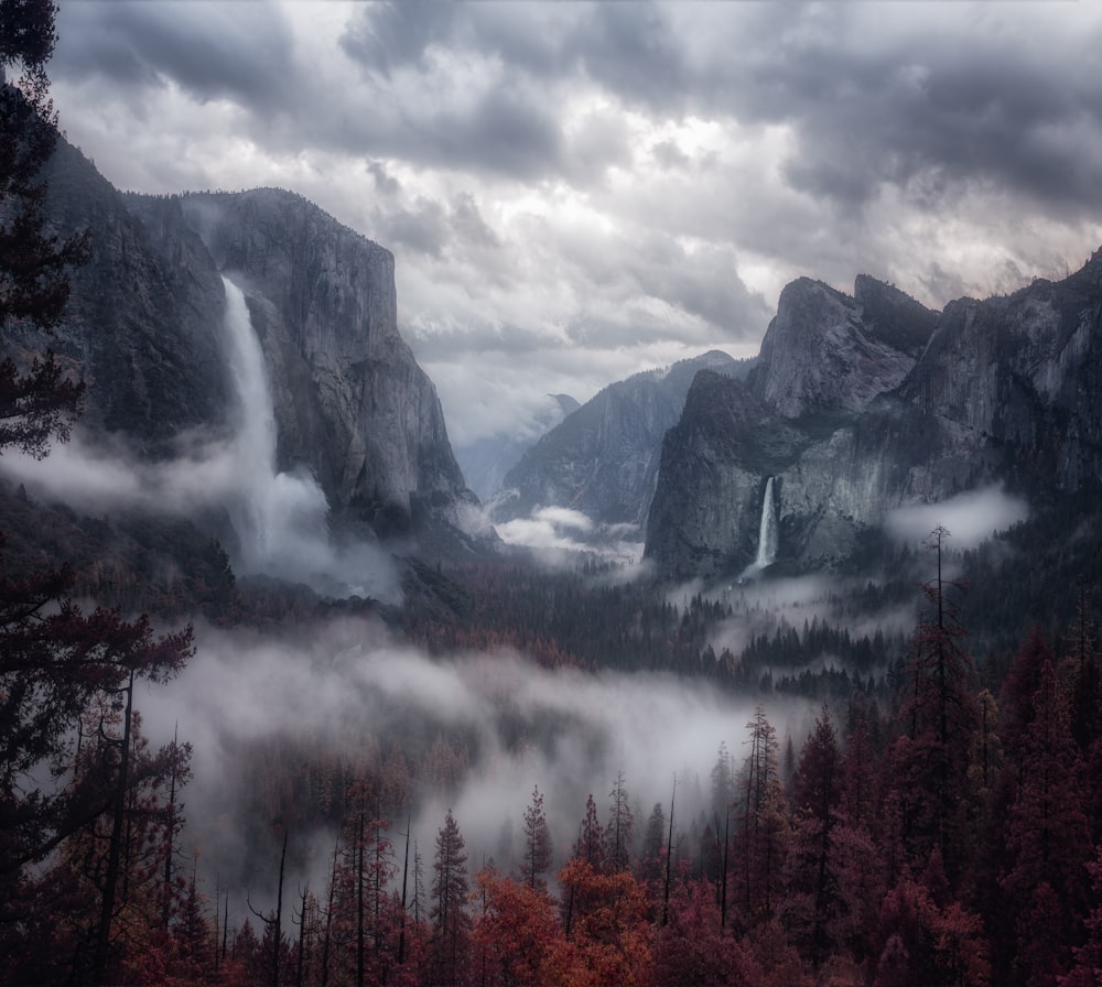 mountains with fog