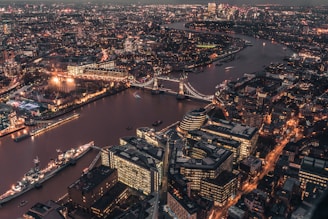 aerial view of city during dawn