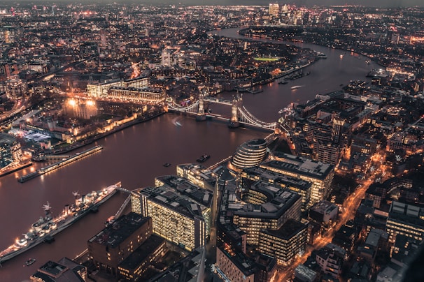 aerial view of city during dawn