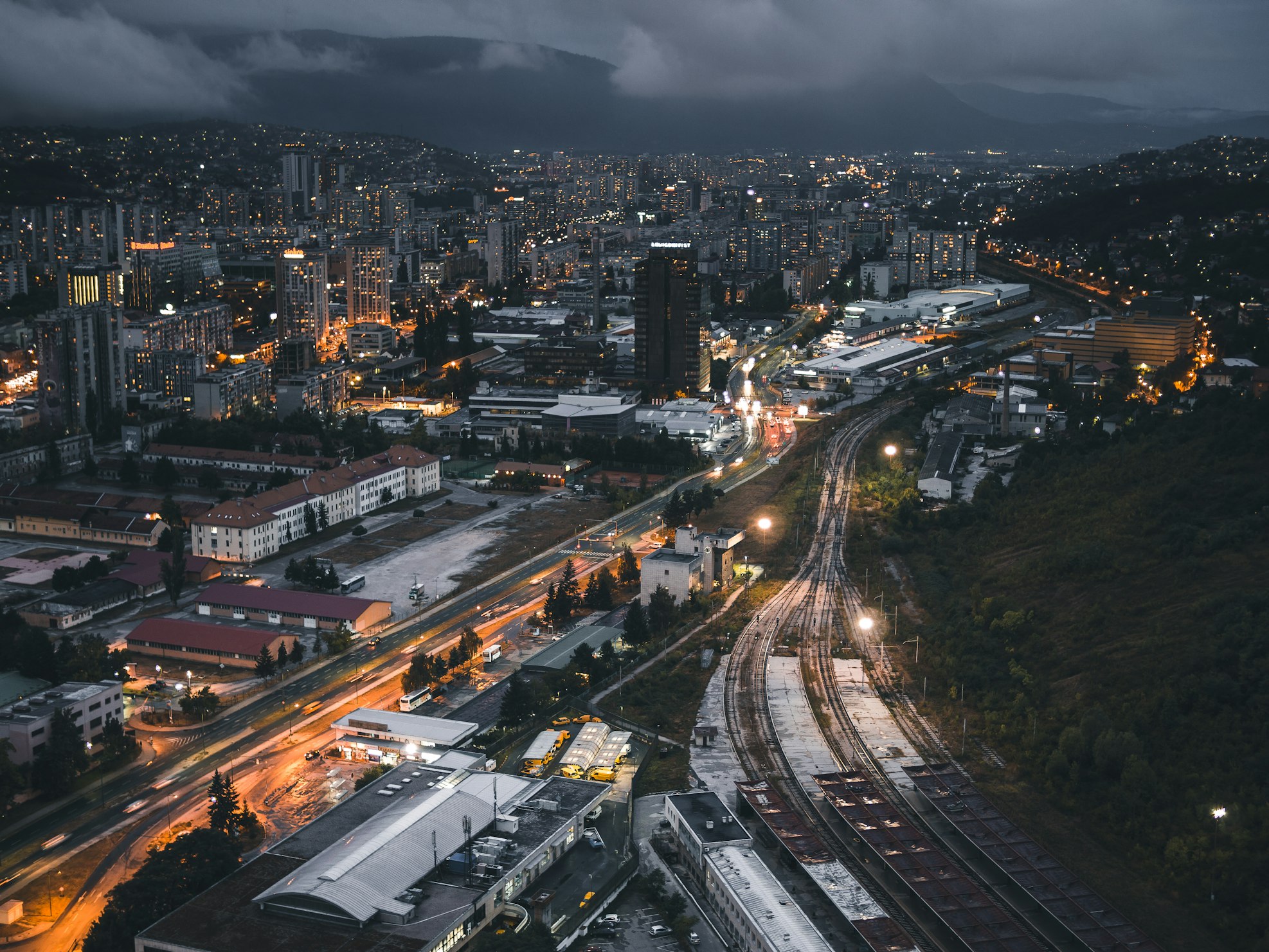 Sarajevo cityscape at dusk