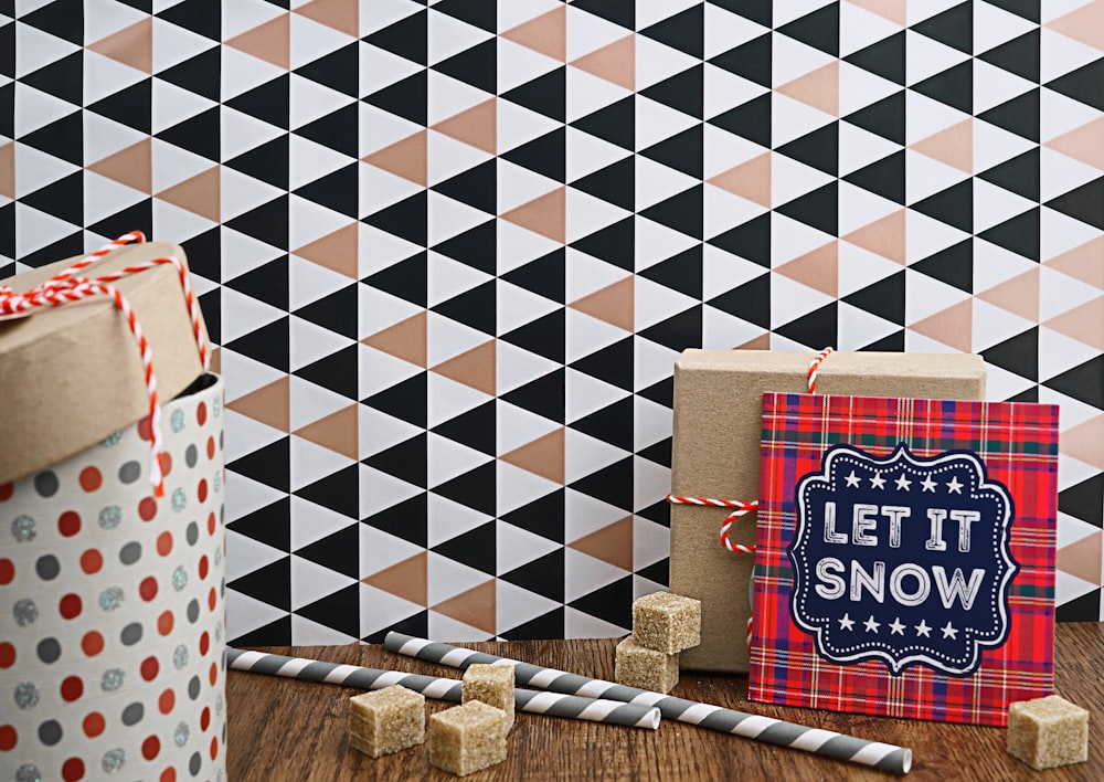 red and black Let It Snow greeting card artwork