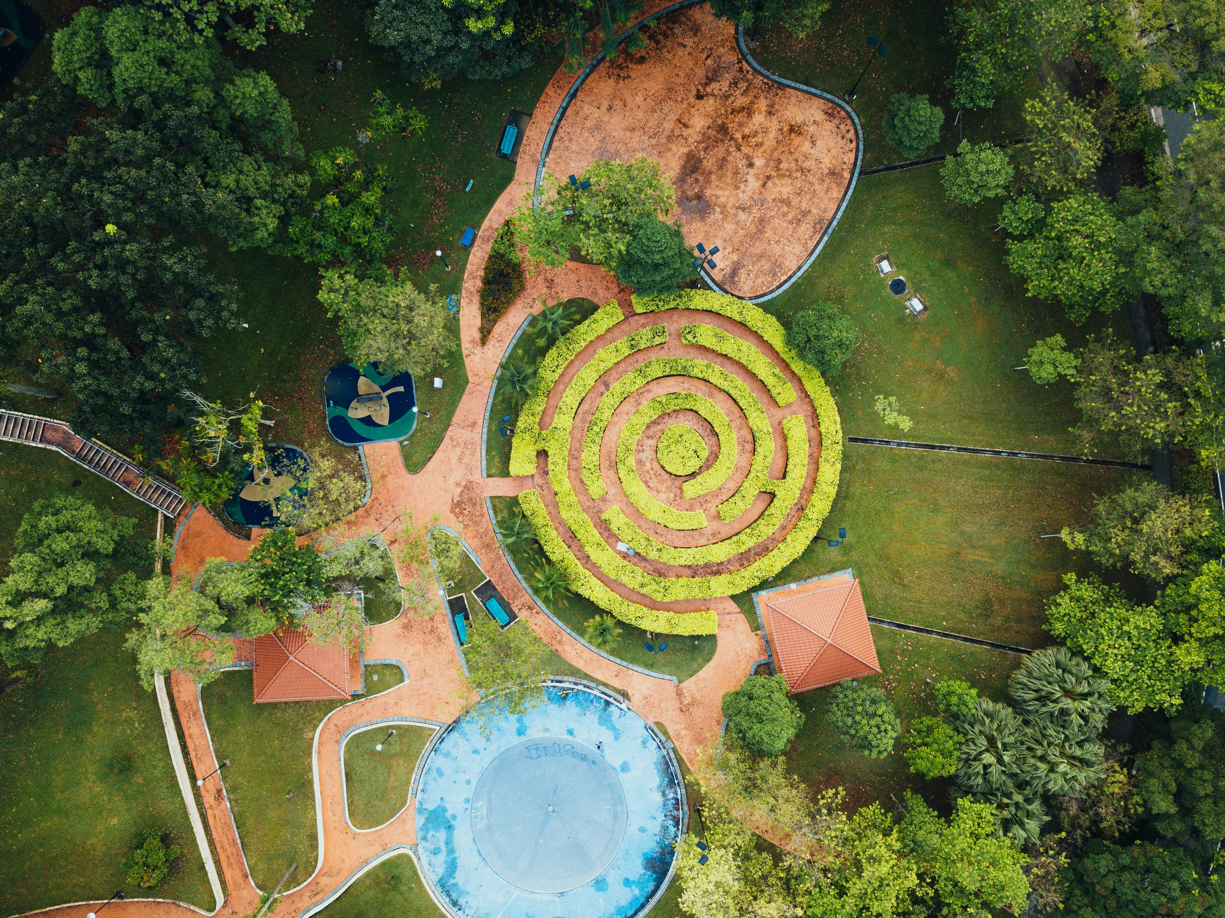 aerial photography of garden