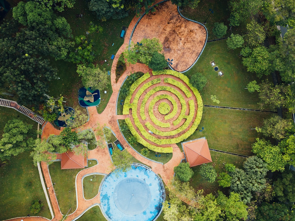 aerial photography of garden