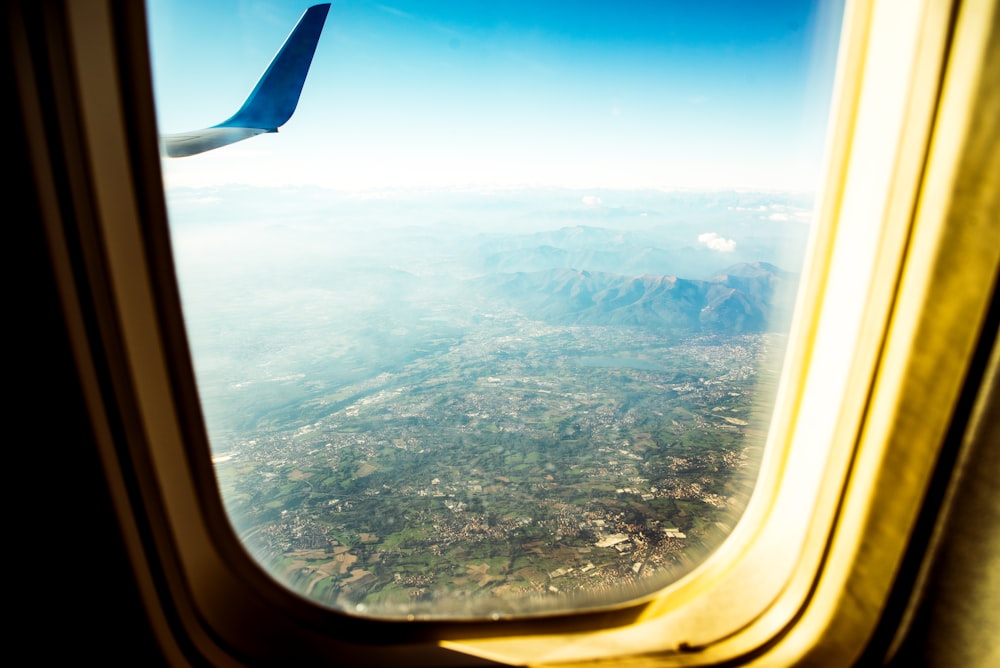 beige plane window view