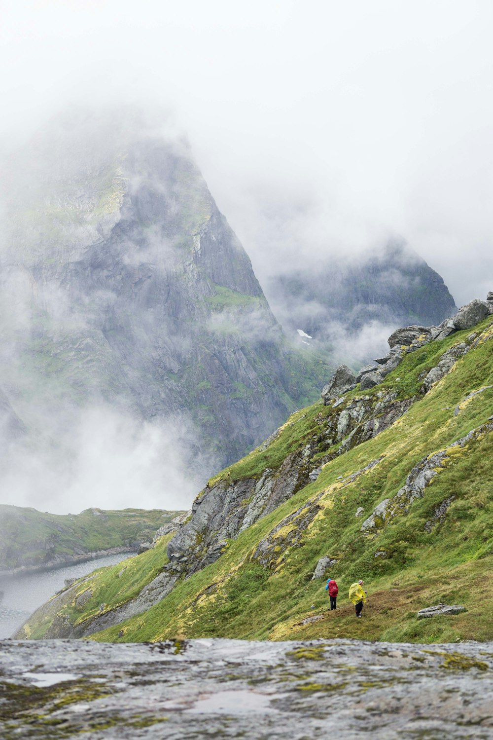 two people hiking