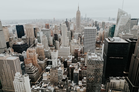 aerial photo of city buildings