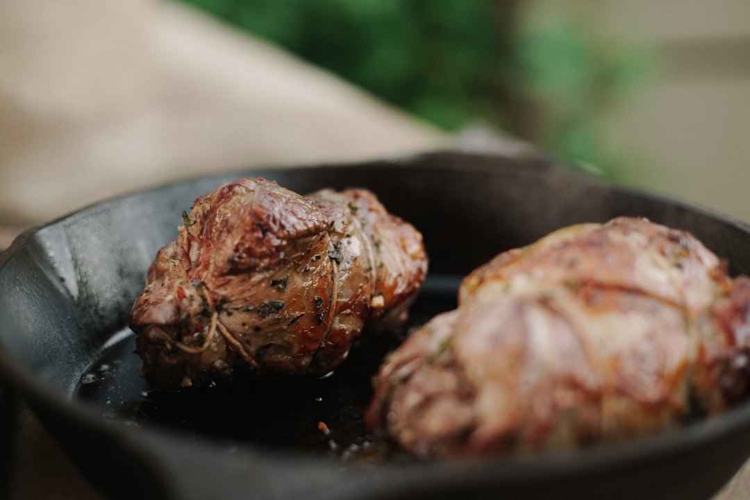 close-up photo of cooked food on skillet