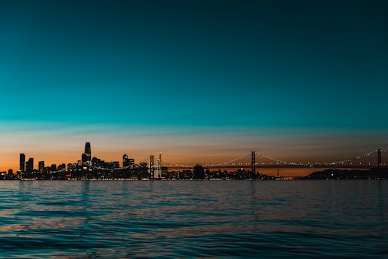 suspension bridge photo during dawn