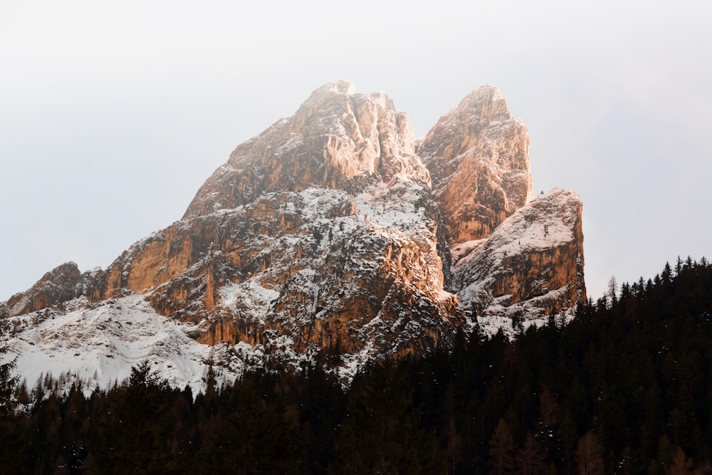 snow covered mountains under cloudy skies