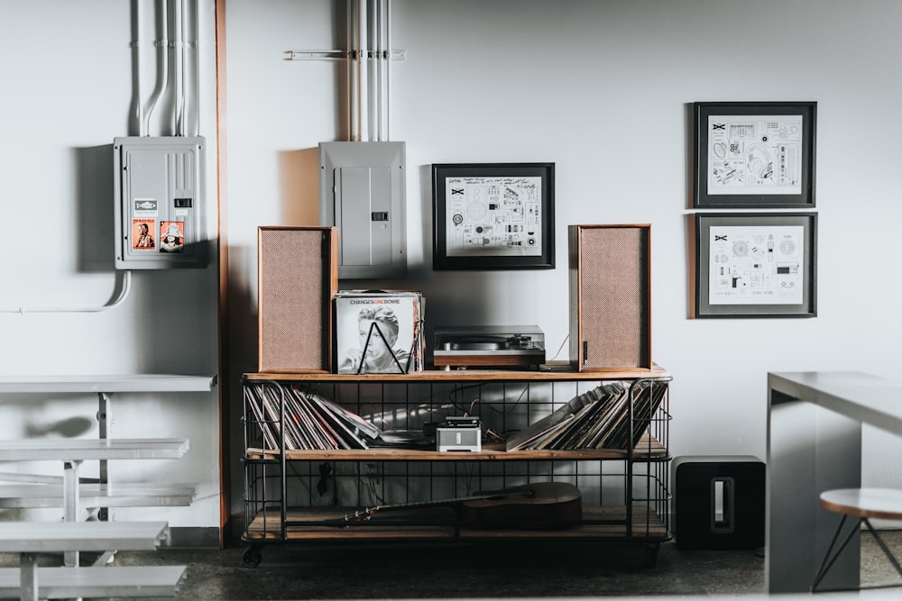 brown wooden TV stand