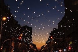 string lights during night time