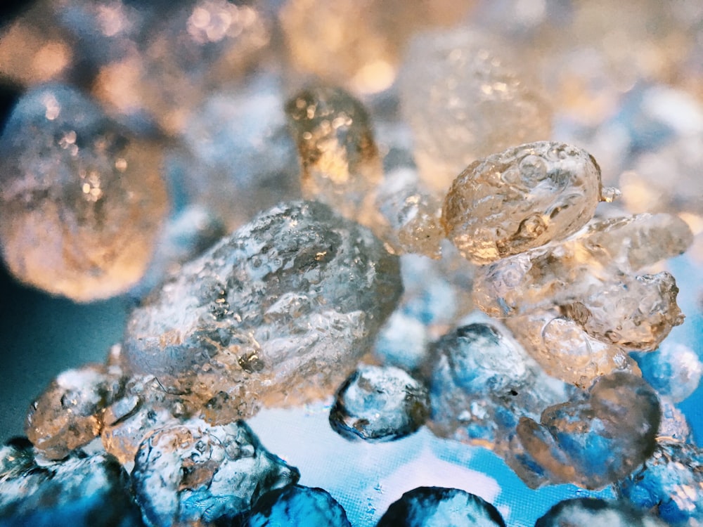 Fotografia macro de bolhas de água