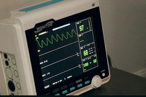 black and white digital heart beat monitor at 97 display