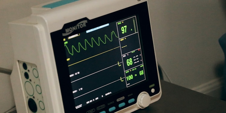 black and white digital heart beat monitor at 97 display
