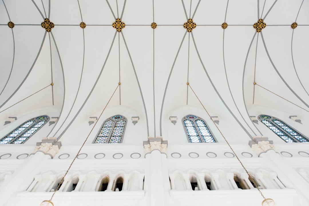 low-angle photography of building interior