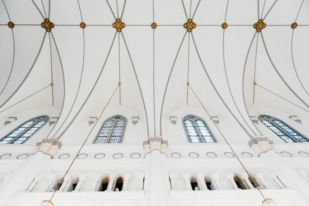 low-angle photography of building interior