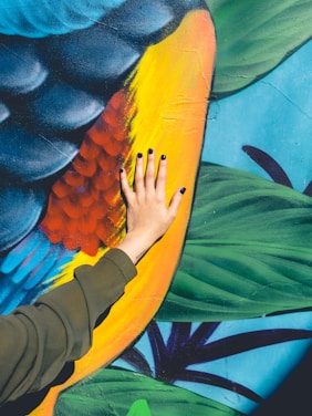 person hand on painting