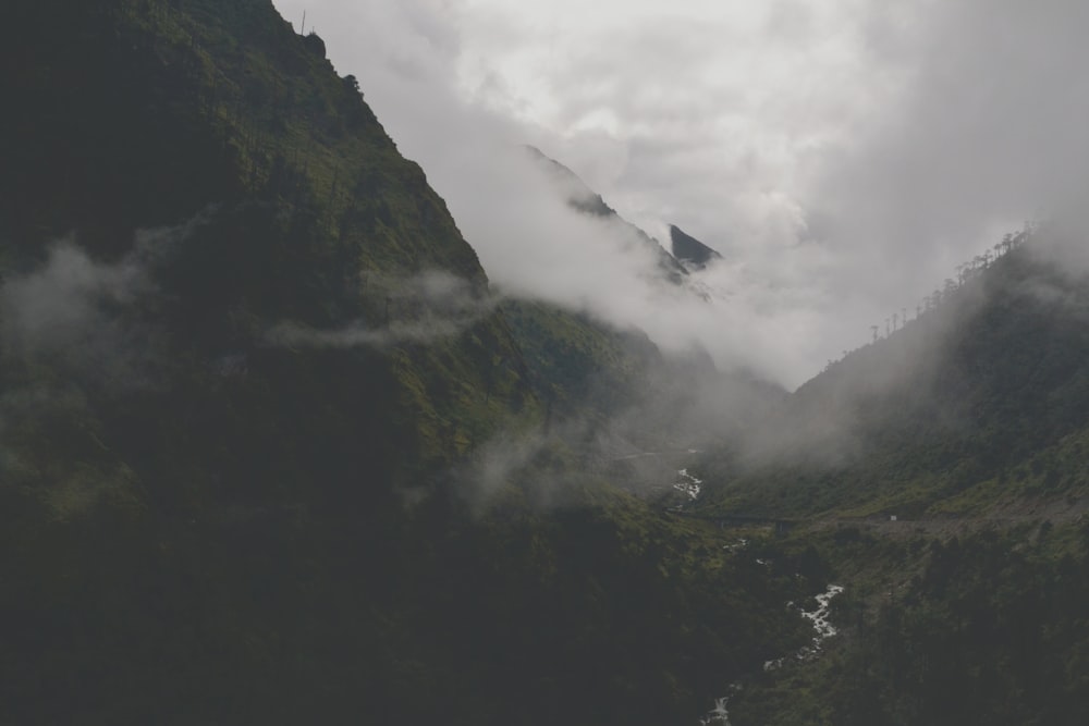 body of water between mountains