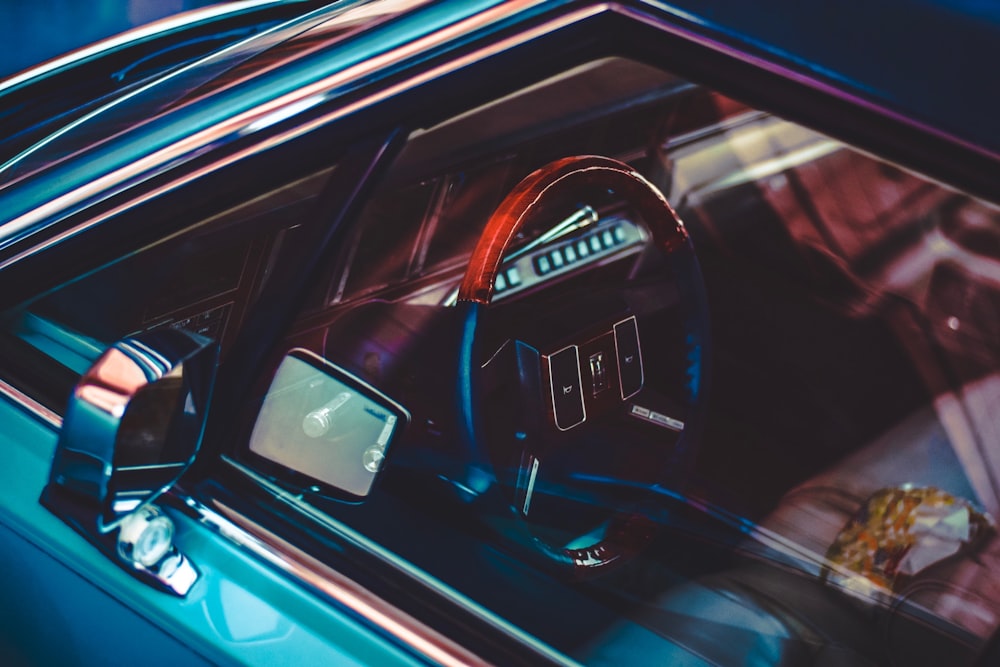 iridescent vehicle interior closeup photography