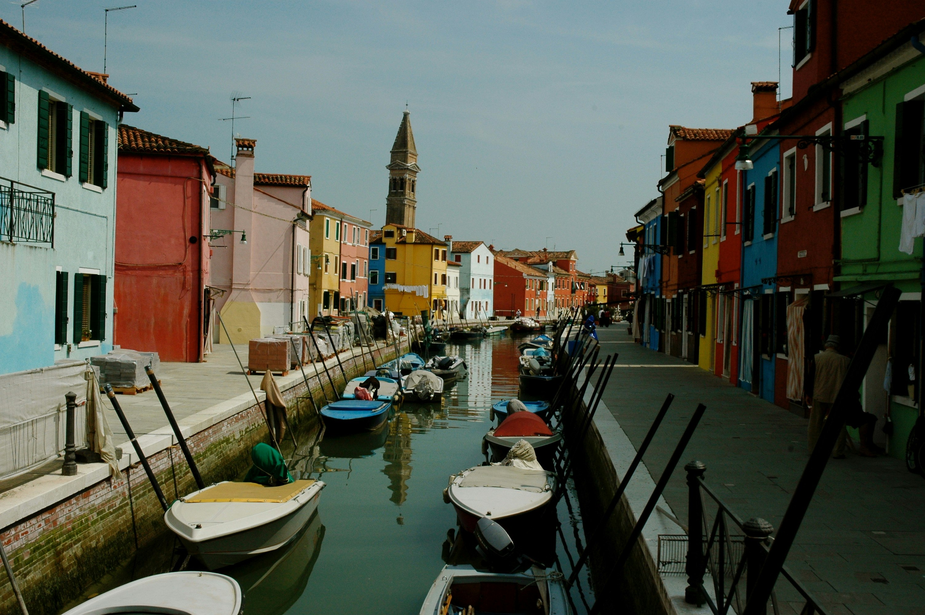 river surrounded with assorted-color houses