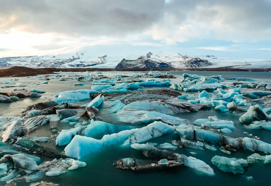 pile of ices on body of water,