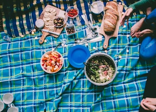 aerial photography of of foods and plate