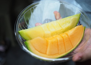 two slices of melon fruits