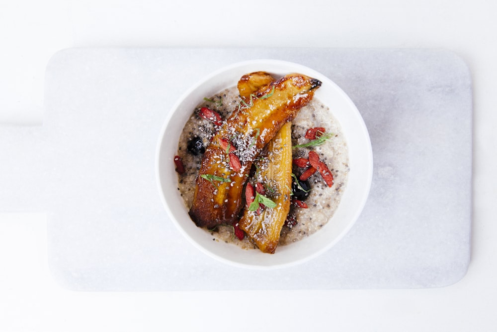 cooked food on white ceramic plate