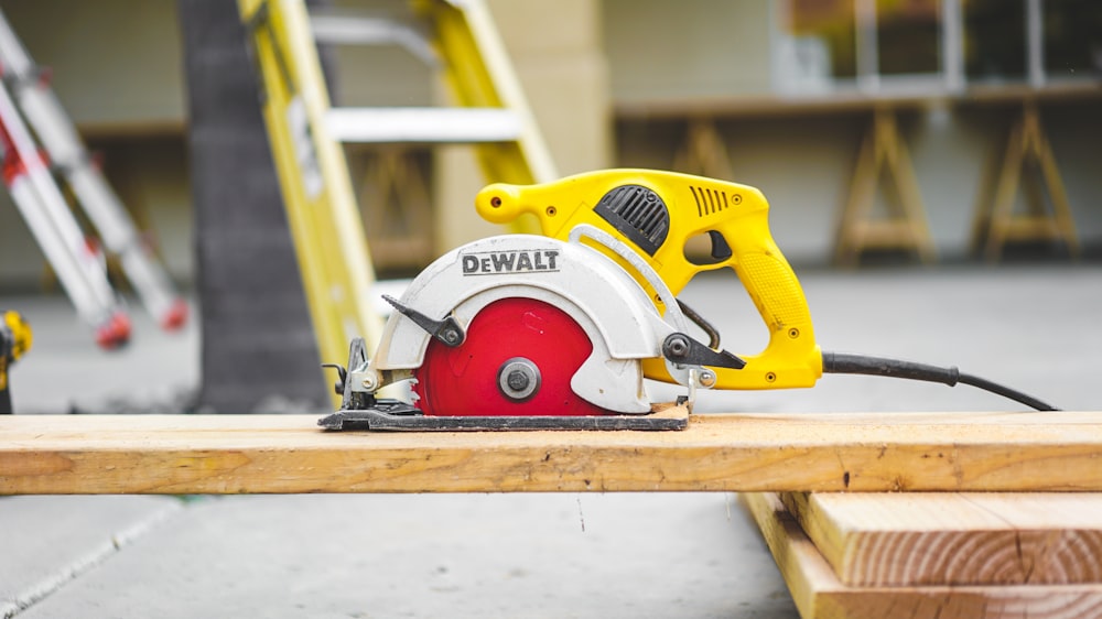 DEWALT finishing sander on wood