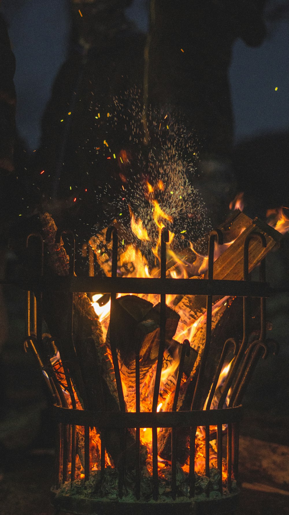 lighted bonfire