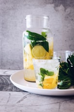 clear glass jar filled with lemonade juice