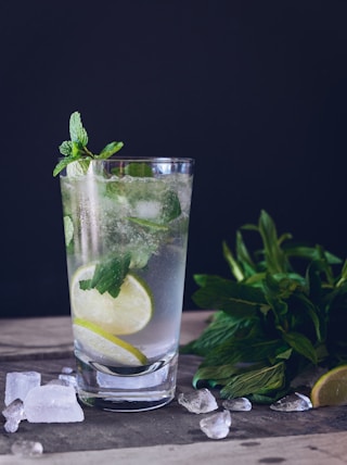 clear glass cup filled with water and lemon