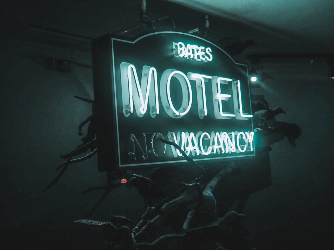 white neon light signage turned on, Bates Motel