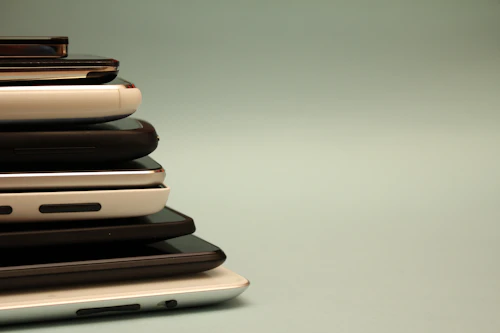 Pile of smartphones ready for bulk supply