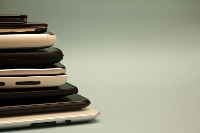 Pile of refurbished smartphones