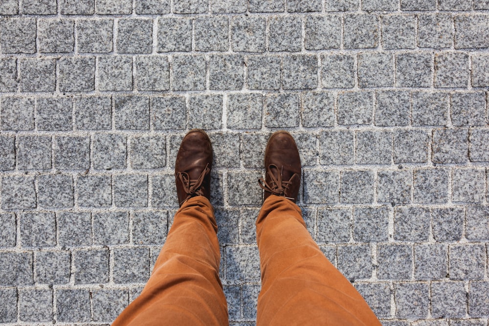 pair of brown shoes